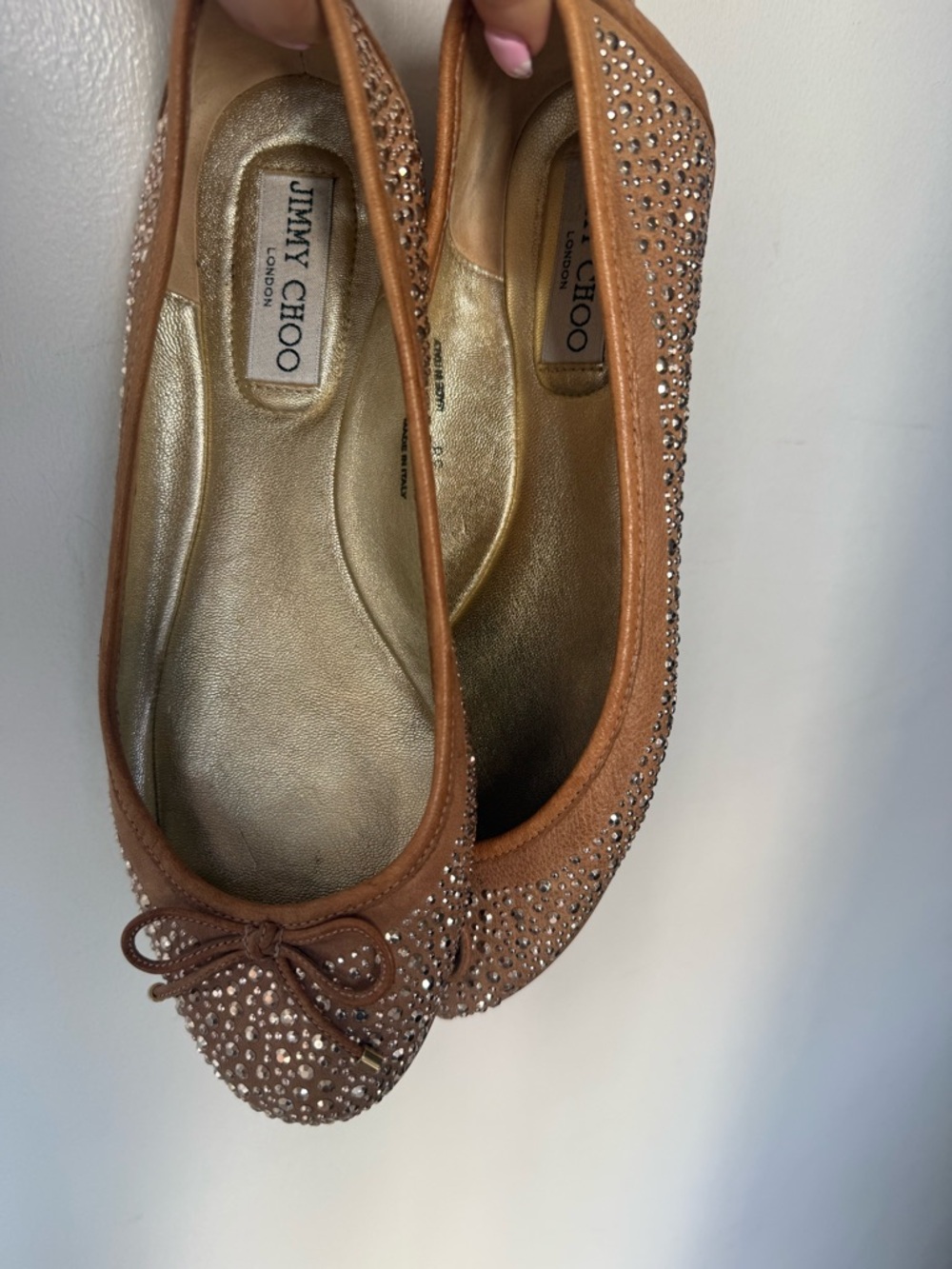 Jimmy Choo Nude Blush Crystal Embellished Ballet Flats - Picture 5 of 12